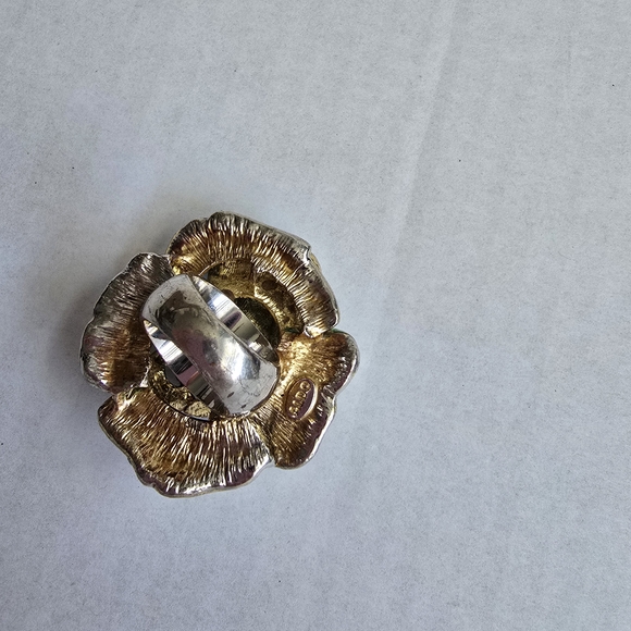 Vintage Green and Blue Crystal Floral Statement Ring Large Aldo - Picture 6 of 10